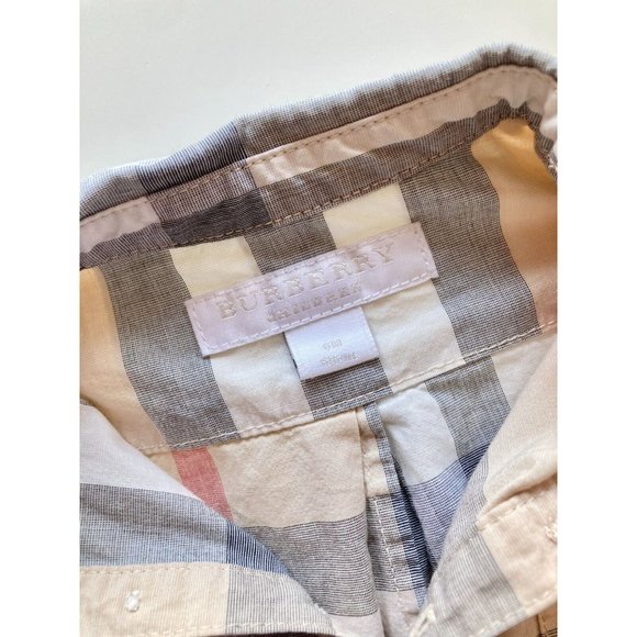 Kids' BURBERRY Light Tan Nova Check Plaid One Piece Jumpsuit Romper, Size 6M - Picture 6 of 12